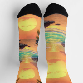 calcetines de puesta de sol tropical