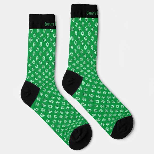 Calcetines de Shamrock verde irlandeses personaliz (Derecha)