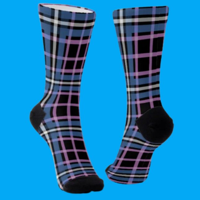 Calcetines de tripulación a cuadros – Estilo azul  (Subido por el creador)