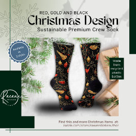 Calcetines de tripulación con diseño navideño rojo