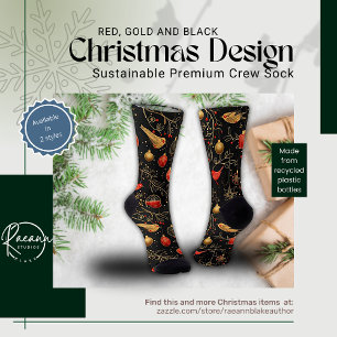 Calcetines de tripulación con diseño navideño rojo