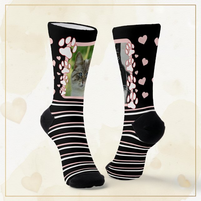 Calcetines de tripulación con foto personalizada d (🐾🖤🎀 Custom socks with your pet’s photo – fun, unique & personal!)