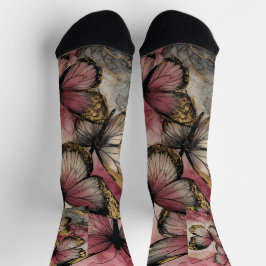 Calcetines de tripulación con gracia de mariposa