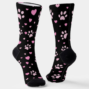 Calcetines de tripulación con huellas de patas ros