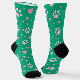 Calcetines de tripulación con huellas de patas ros