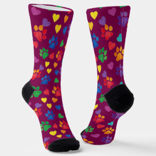 Calcetines de tripulación con huellas de patas y c