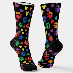 Calcetines de tripulación con huellas de patas y c