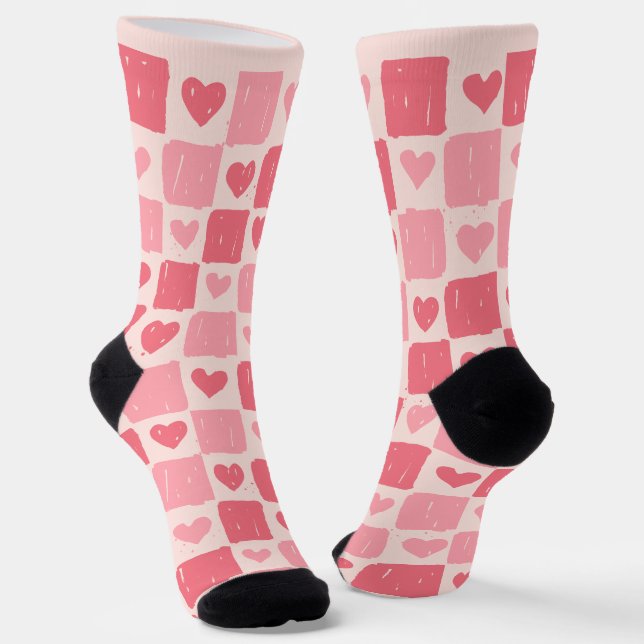 Calcetines de tripulación con patrón de corazones  (Angular)
