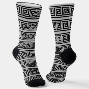 Calcetines de tripulación con patrón griego negro