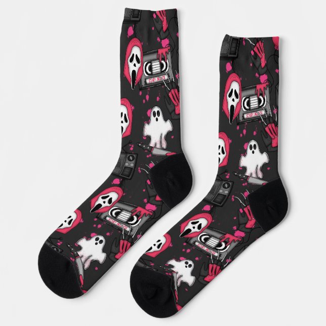 Calcetines de tripulación con tema de terror (Izquierda)