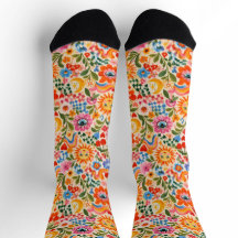 Calcetines de tripulación de acuarela floral color