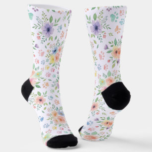 Calcetines de tripulación de acuarela floral y hue