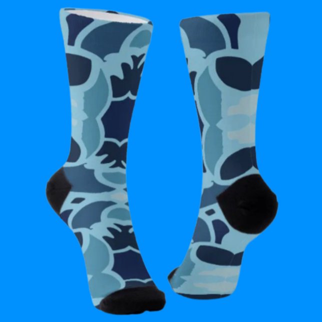 Calcetines de tripulación de collage azul divertid (Subido por el creador)