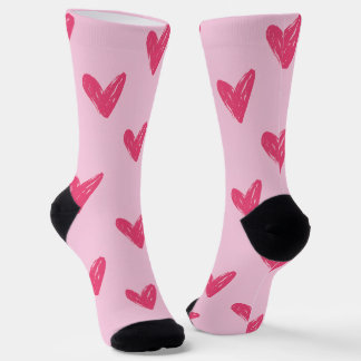 Calcetines de tripulación de corazones rosados ​​a