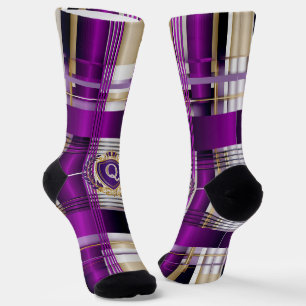 Calcetines de tripulación de cuadros morados reale