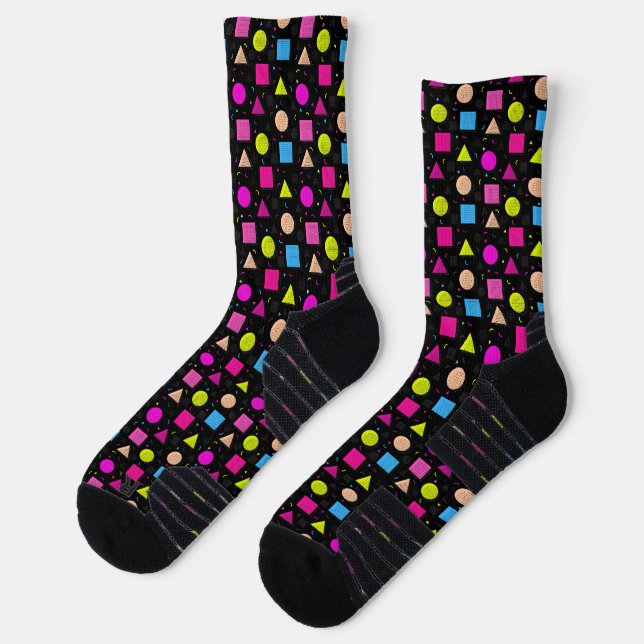 Calcetines de tripulación de estilo retro neón neg (Izquierda)