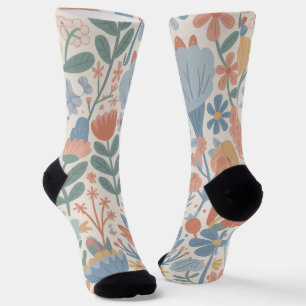 Calcetines de tripulación de flores silvestres bot