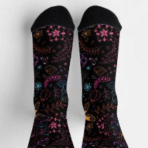 Calcetines de tripulación de mariposa floral de ne