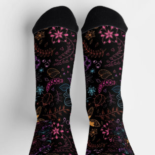 Calcetines de tripulación de mariposa floral de ne