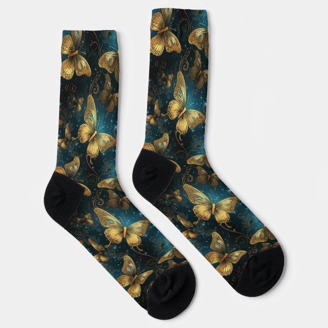 Calcetines de tripulación de mariposas doradas (Derecha)