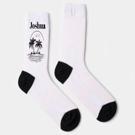 Calcetines de tripulación de playa con palmeras