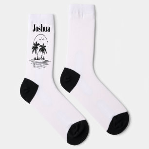 Calcetines de tripulación de playa con palmeras