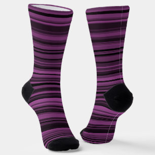 Calcetines de tripulación de rayas negras y púrpur