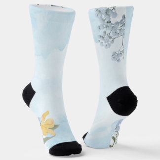 Calcetines de tripulación Elegant Floral Garden Bl