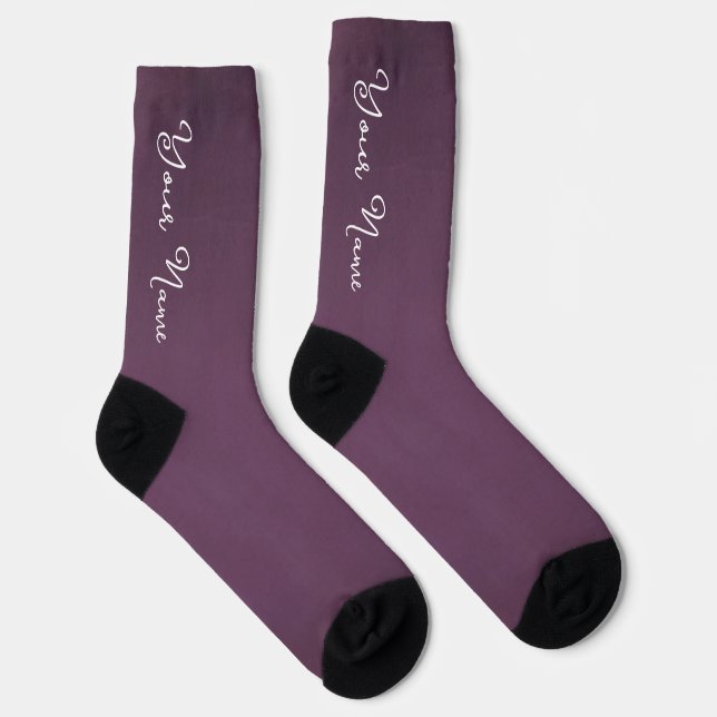 Calcetines de tripulación morados personalizados (Derecha)