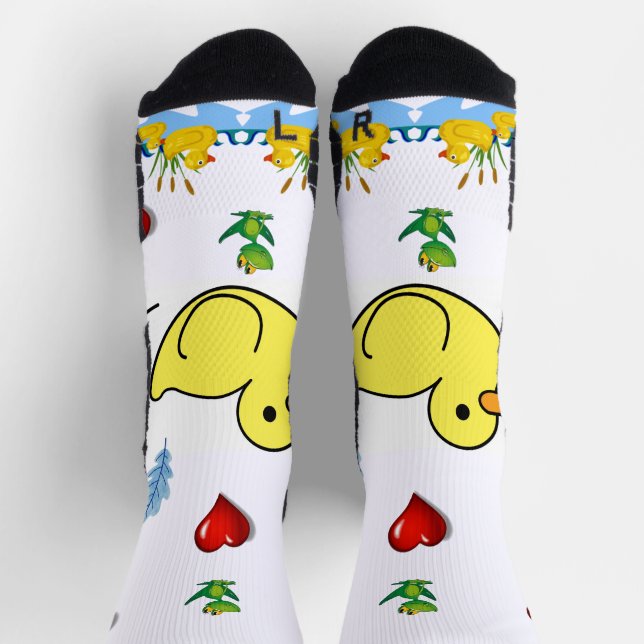 Calcetines de tripulación Pollito Amarillo Corazon (Arriba)
