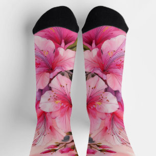 Calcetines de tripulación premium - Azaleas rosas