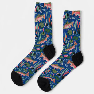 Calcetines de trucha azules Calcetines de patrón