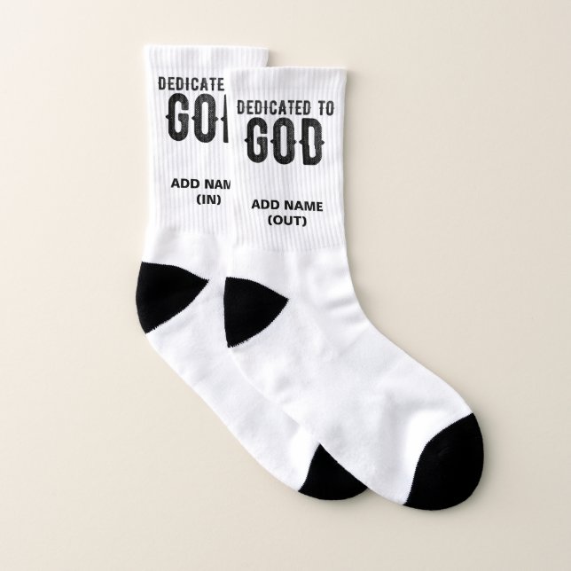 CALCETINES DEDICADO A DIOS  TEXTO NEGRO PERSONALIZABLE GENIAL (Par)