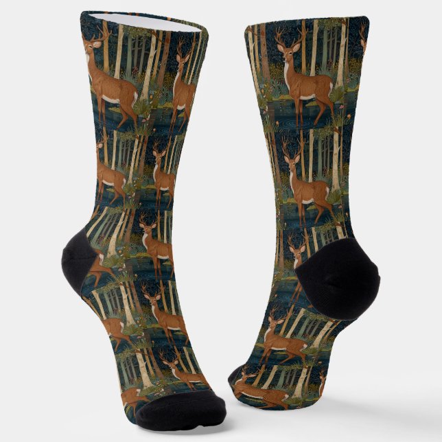 Calcetines Deer de Boho Woodland imprime vegetación forestal  (Angular)