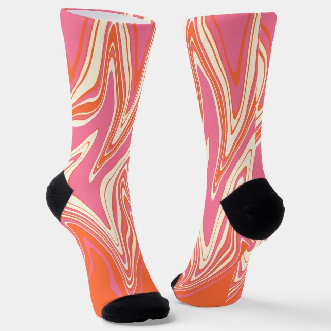 Calcetines Deformado: rosa, Naranja y crema (Angular)