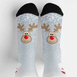 Calcetines del equipo de Santa Claus con nariz roj