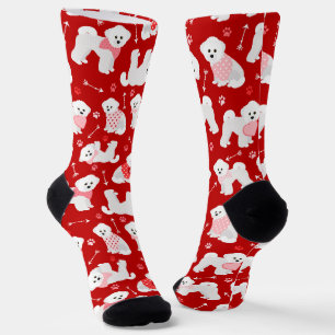 Calcetines del patrón de Bichon Frise Valentine