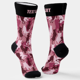 Calcetines del patrón de camuflaje rosado de gatos