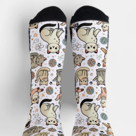 Calcetines del patrón de gatos Kawaii - Gato Paste