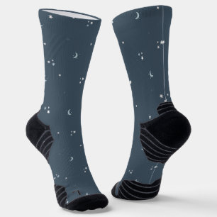 Calcetines del patrón de las estrellas de la luna 