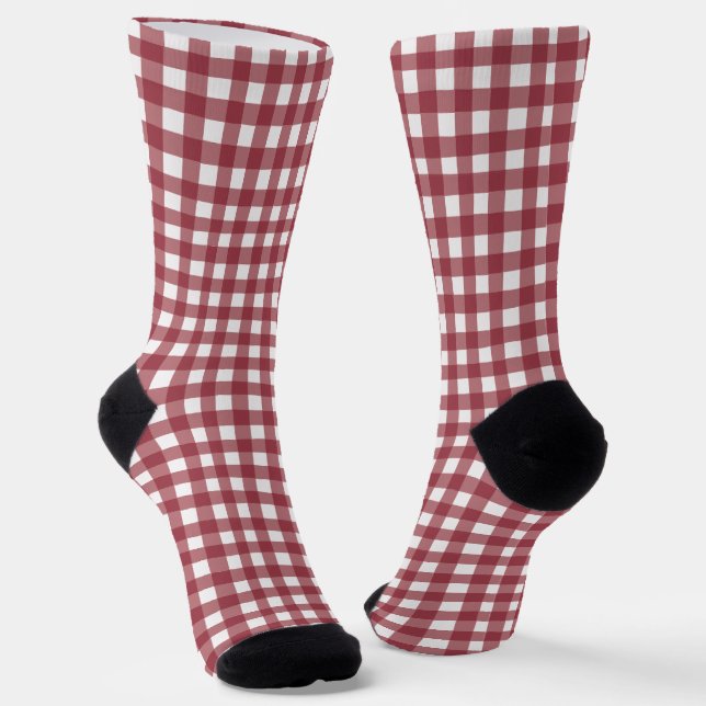 Calcetines del patrón de los cheques rojos y blanc (Angular)