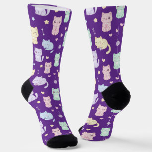 Calcetines del patrón del gato de Kawaii