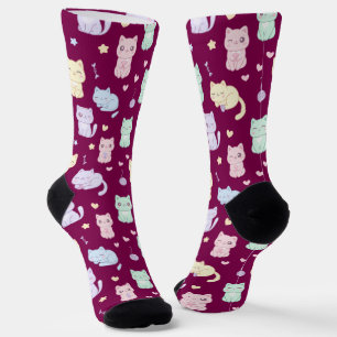 Calcetines del patrón del gato de Kawaii