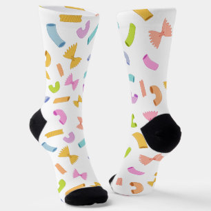 Calcetines Deliciosa pasta macarrones patrón colorido en blan