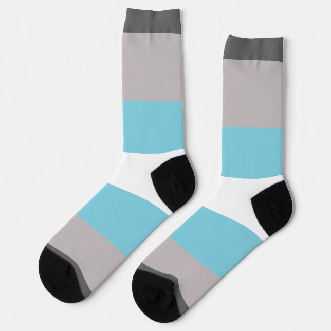 Calcetines Demiboy Blue Gray White Strip LGBT (Izquierda)