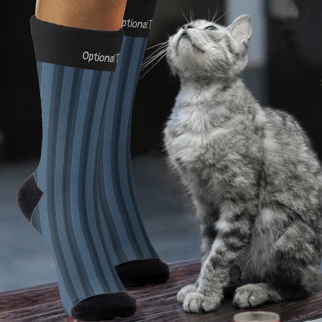 Calcetines Denim Blue Knit Look Vertical Stripe - Añadir text (Subido por el creador)