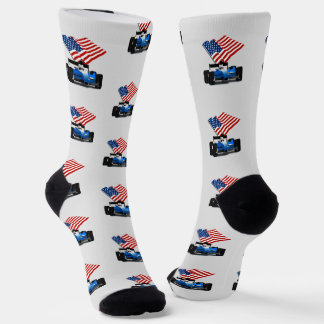 Calcetines Deportes de coches de carreras con bandera estadou