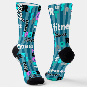 Calcetines deportivo fitness patrón de texto brillante para r