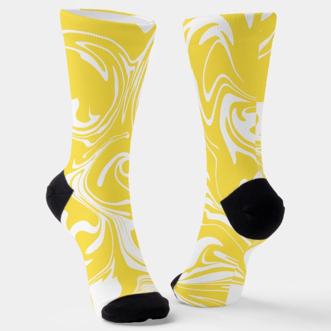 Calcetines Derrame - Amarillo limón y blanco (Angular)