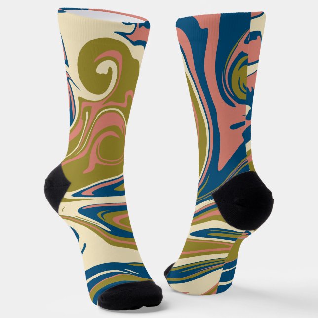 Calcetines Derrame: azul, verde oliva, rosa y crema (Angular)